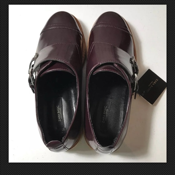 New Zara Basic Shoes Size 6 Wine Monk Strap defect - Picture 3 of 8